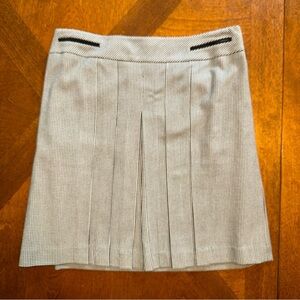 Ann Taylor Loft black & white houndstooth plaid pleated lined skirt petite 6P
